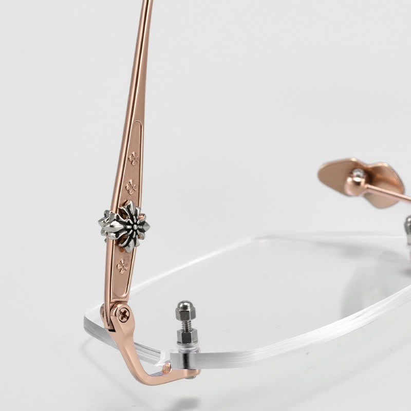 Spykay™ EG26901 Titanium Geometric Frame Anti-blue Light Hipster Rimless Glasses - image 5