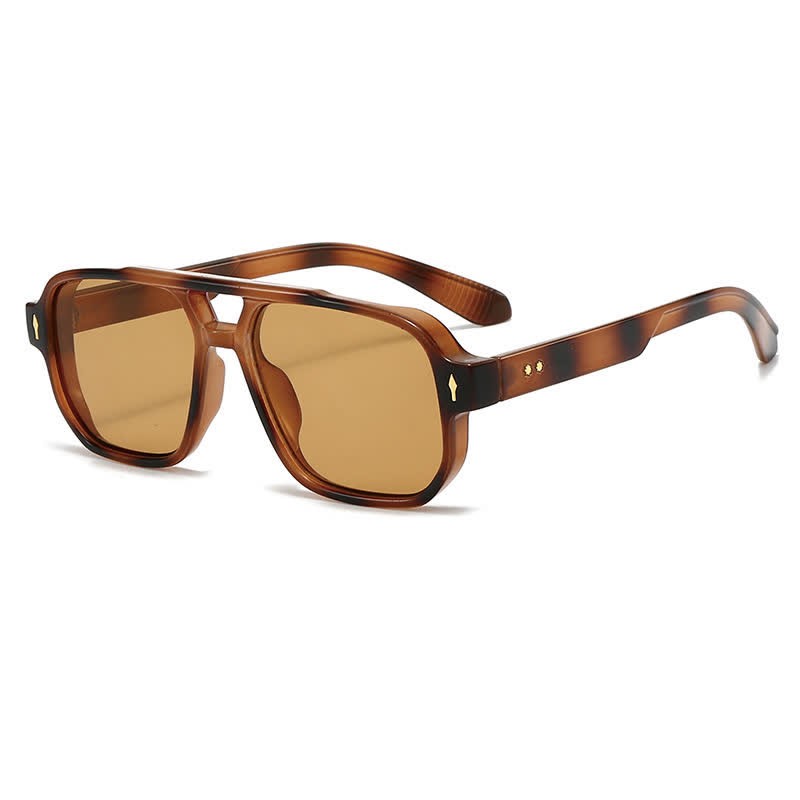 Spykay™ SG61003 Square Frame Double Bridges Vintage Arrow Sunglasses - Amber - image 28