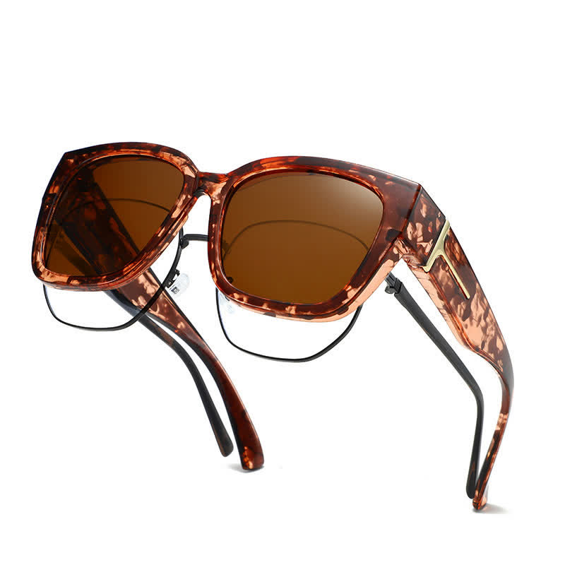 Spykay™ SG61037 Fit Over Glasses Square Frame Polarized Sunglasses - Floral - image 11