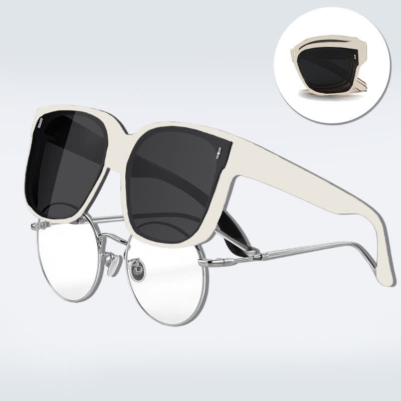 Spykay™ SG60956 Fit Over Glasses Square Frame Foldable Sunglasses for Women Men - White - image 15