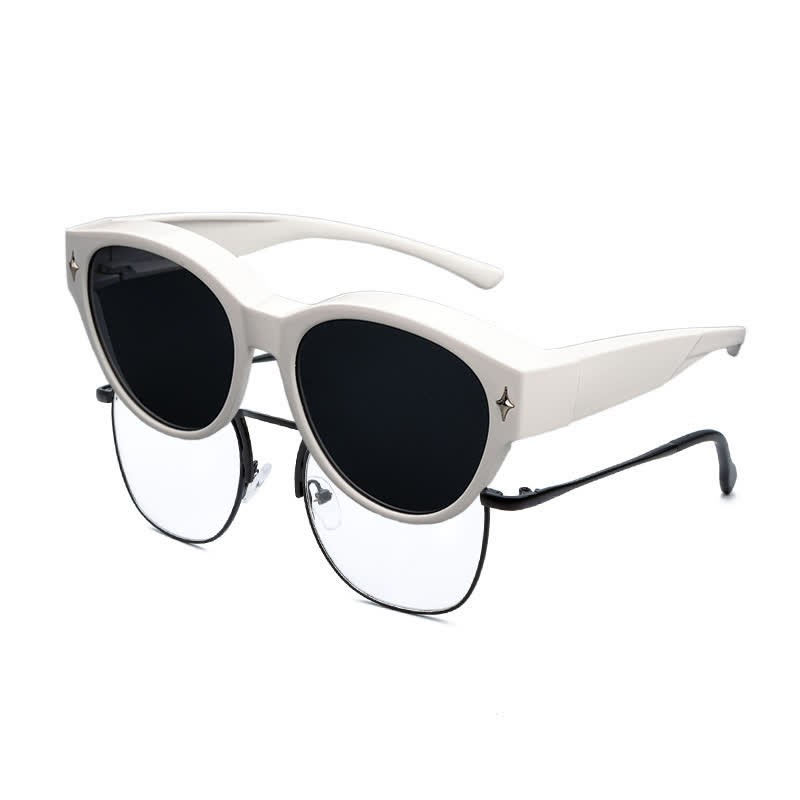 Spykay™ SG61035 Fit Over Glasses Cat-Eye Star Decor Polarized Sunglasses - White - image 5