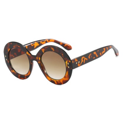 Spykay™ SG60923 Simple Oversized Round Frame Trendy Sunglasses - Leopard - image 2