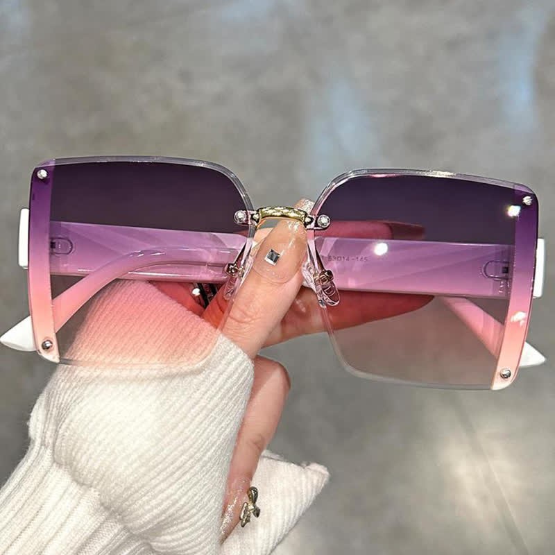 Spykay™ SG60835 Square Frame Oversized Rimless Sunglasses - Purple/Pink - image 19