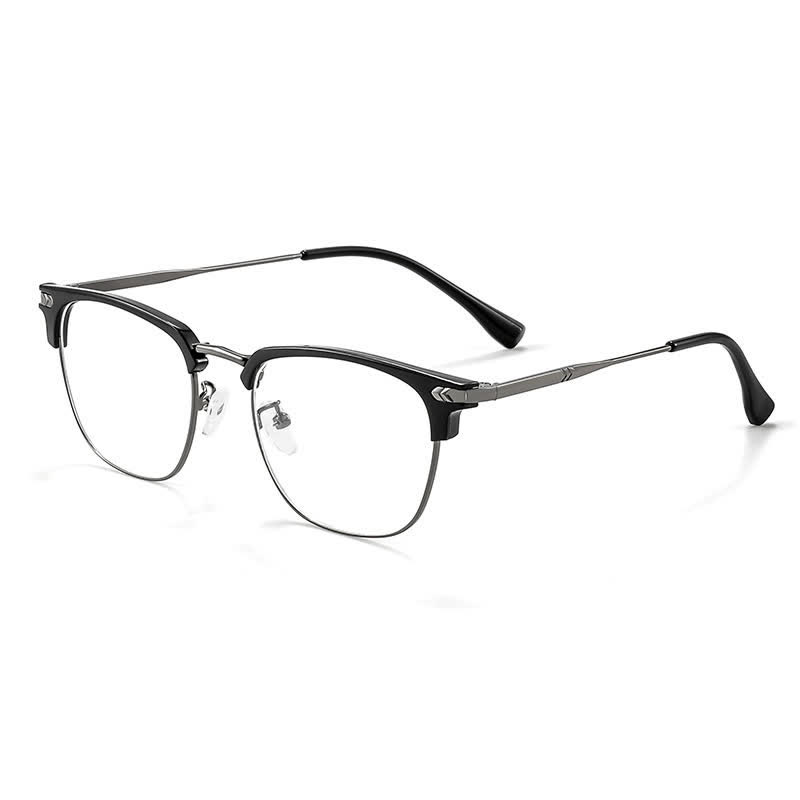 Spykay™ EG26832 Semi-Rimless Classic Square Frame Anti-blue Light Browline Glasses - Black/Dark Grey - Titanium - image 10