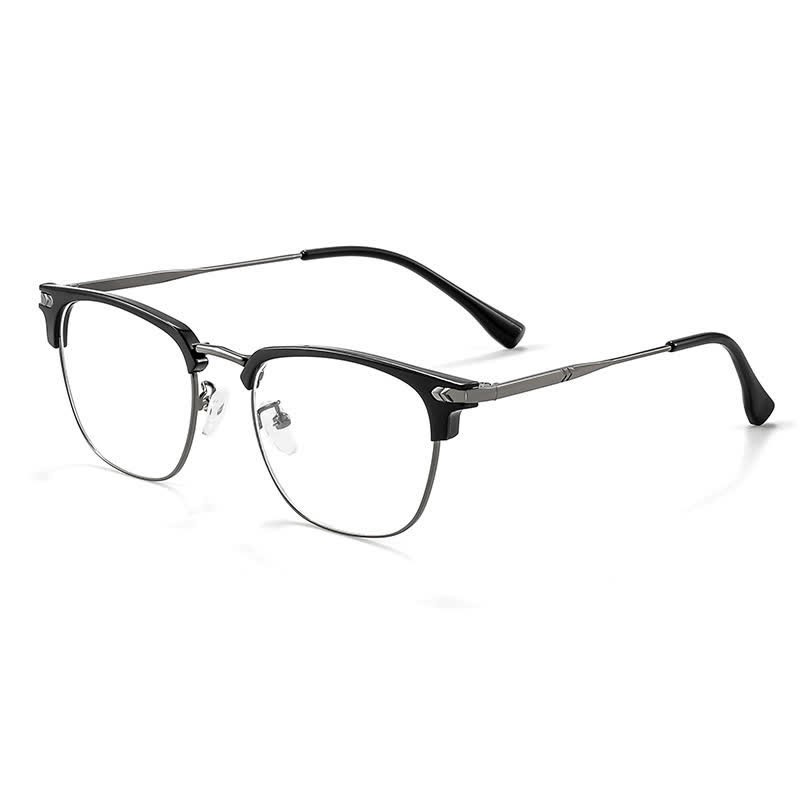 Spykay™ EG26832 Semi-Rimless Classic Square Frame Anti-blue Light Browline Glasses - Black/Dark Grey - Titanium - image 10