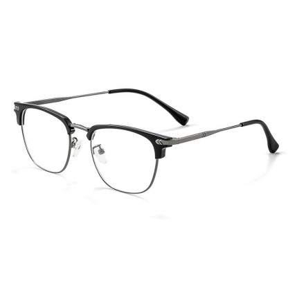 Spykay™ EG26832 Semi-Rimless Classic Square Frame Anti-blue Light Browline Glasses - Black/Dark Grey - Titanium - image 10