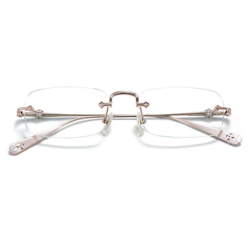 Spykay™ EG26935 Rectangle Titanium Frame Anti-blue Light Rimless Chrome Heart Glasses - image 4