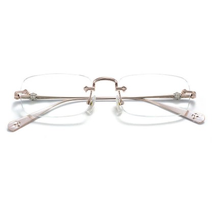 Spykay™ EG26935 Rectangle Titanium Frame Anti-blue Light Rimless Chrome Heart Glasses - image 4