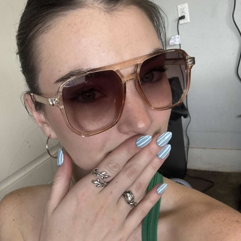 Spykay™ SG61014 Square Frame Double Bridges Classic Sunglasses - Champagne - image 17