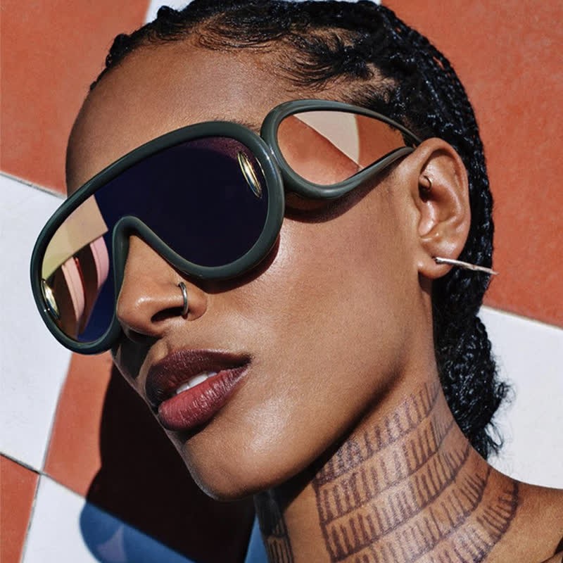 Spykay™ SG61002 Steampunk One-piece Frame Oversized Mirrored Sunglasses - image 18