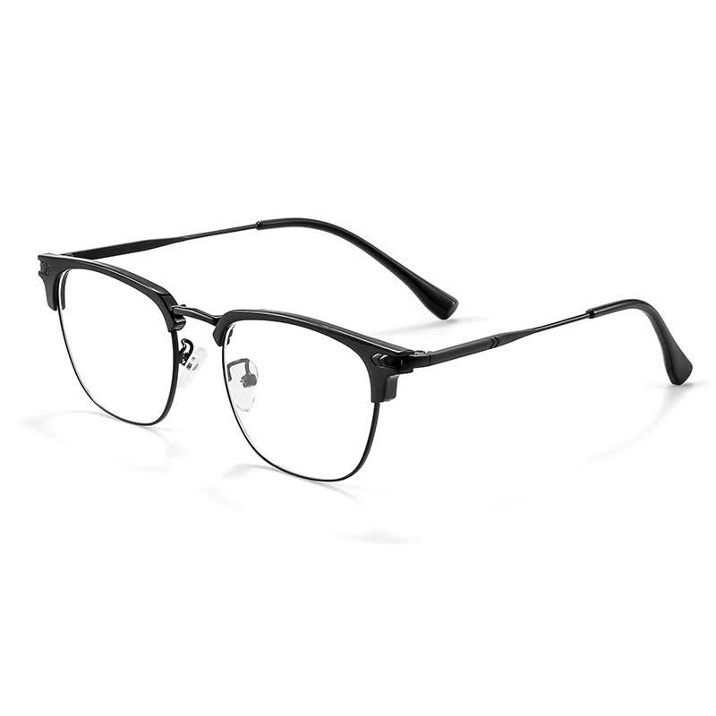 Spykay™ EG26832 Semi-Rimless Classic Square Frame Anti-blue Light Browline Glasses - Black - Titanium - image 12