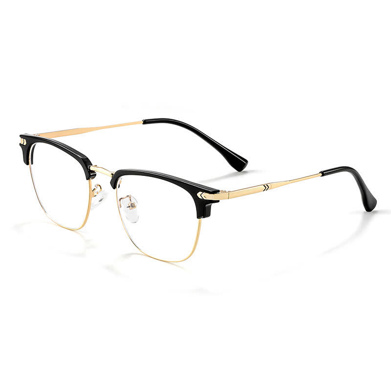 Spykay™ EG26832 Semi-Rimless Classic Square Frame Anti-blue Light Browline Glasses - Black/Golden - Titanium - image 8