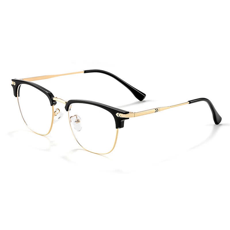 Spykay™ EG26832 Semi-Rimless Classic Square Frame Anti-blue Light Browline Glasses - Black/Golden - Titanium - image 8