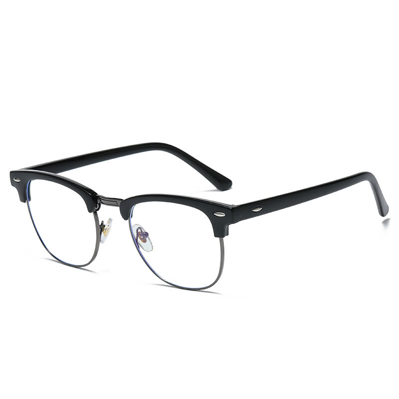 Spykay™ EG1015 Unisex PC Square Half-Frame Clear Lens Glasses, Suitable For Daily Office & Reading Blue Light Glasses - Black+Dark Gray - image 13
