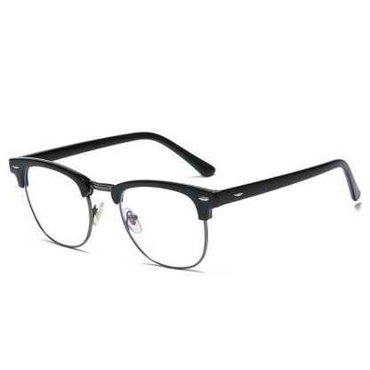 Spykay™ EG1015 Unisex PC Square Half-Frame Clear Lens Glasses, Suitable For Daily Office & Reading Blue Light Glasses - Black+Dark Gray - image 13