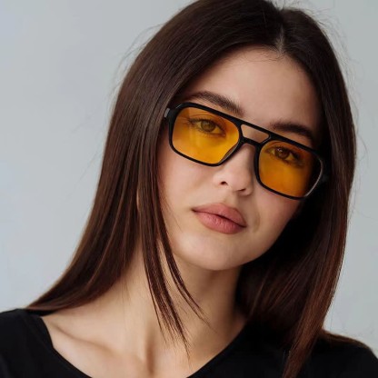 Spykay™ SG60727 Double Bridges Retro Aviator Sunglasses - Black/Yellow - image 17
