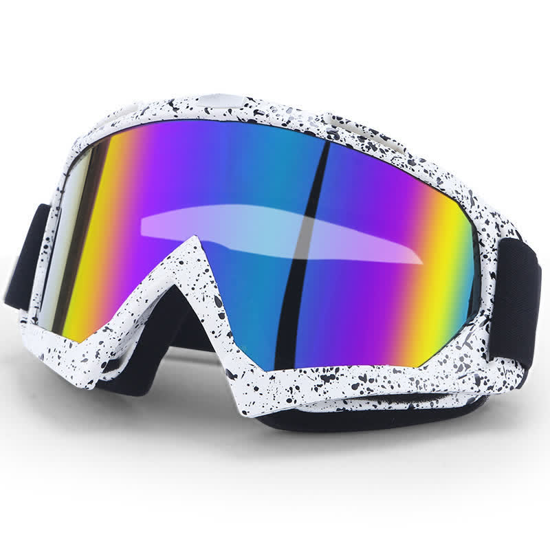 Spykay™ SG60982 Retro Over Glasses Windproof Ski Goggles Motorcycle Goggles for Men Women  - White/Multicolor - image 5