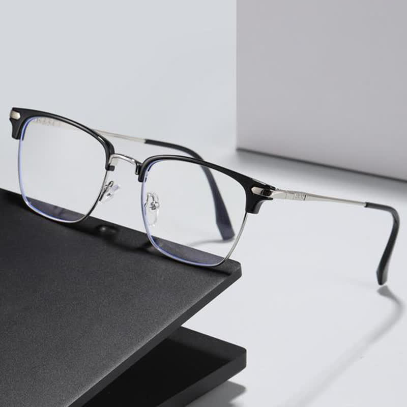 Spykay™ EG26833 Semi-Rimless Retro Square Frame Anti-blue Light Browline Glasses - image 6