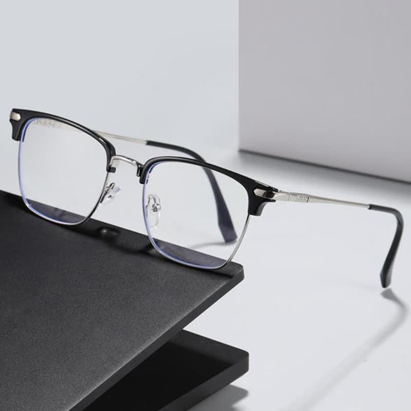Spykay™ EG26833 Semi-Rimless Retro Square Frame Anti-blue Light Browline Glasses - image 6