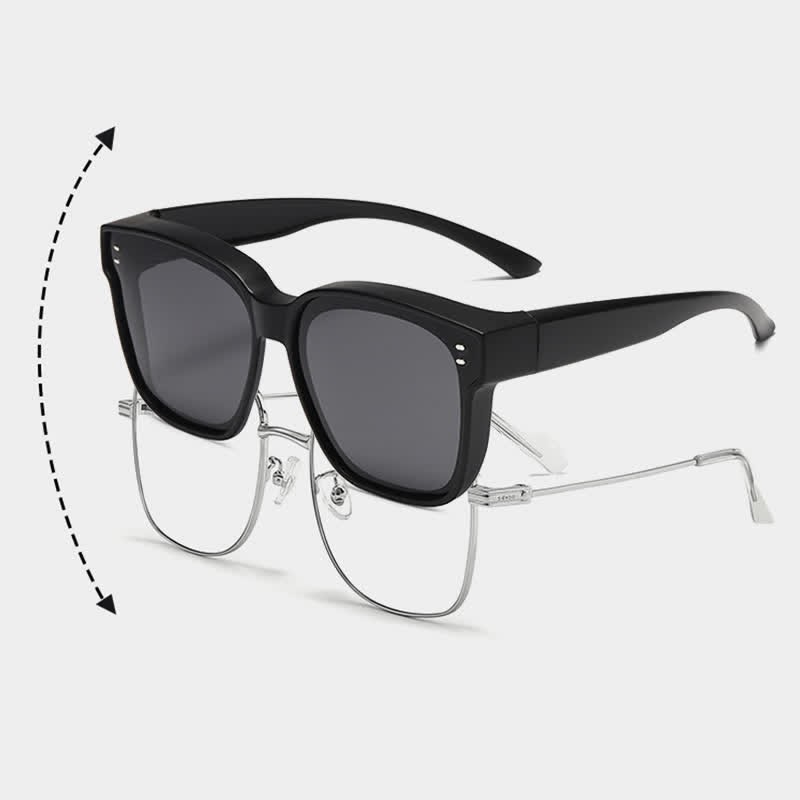 Spykay™ SG61007 Fit Over Glasses Square Frame Polarized Sunglasses for Women Men - Black A - image 4