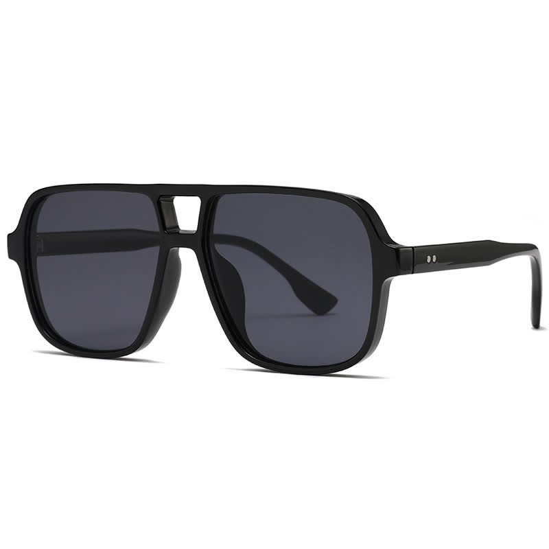 Spykay™ SG60730 Double Bridges Square Frame Vintage Sunglasses - Black/Grey - image 11