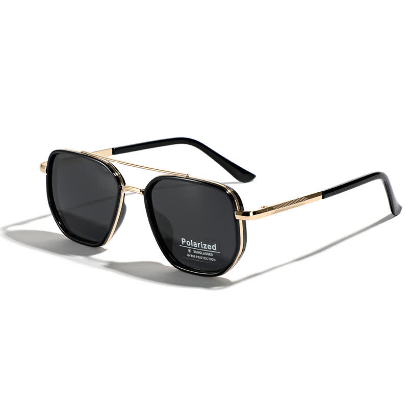 Spykay™ SG60733 Geometric Frame Double Bridges Driving Polarized Sunglasses - Black/Golden - image 5