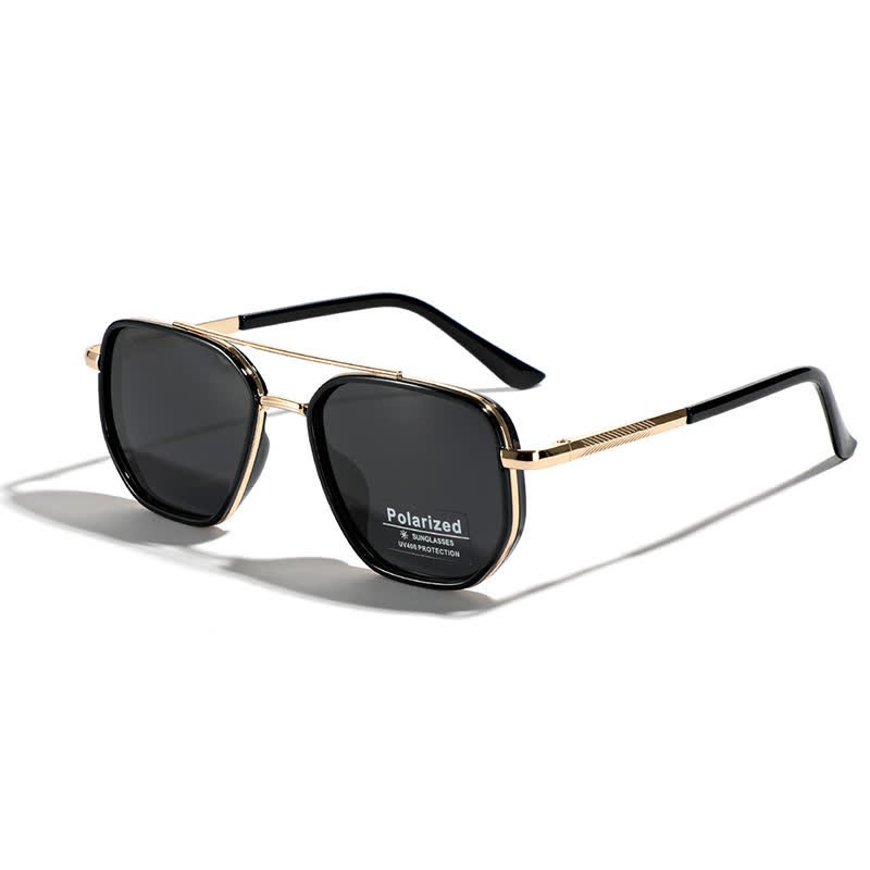 Spykay™ SG60733 Geometric Frame Double Bridges Driving Polarized Sunglasses - Black/Golden - image 5