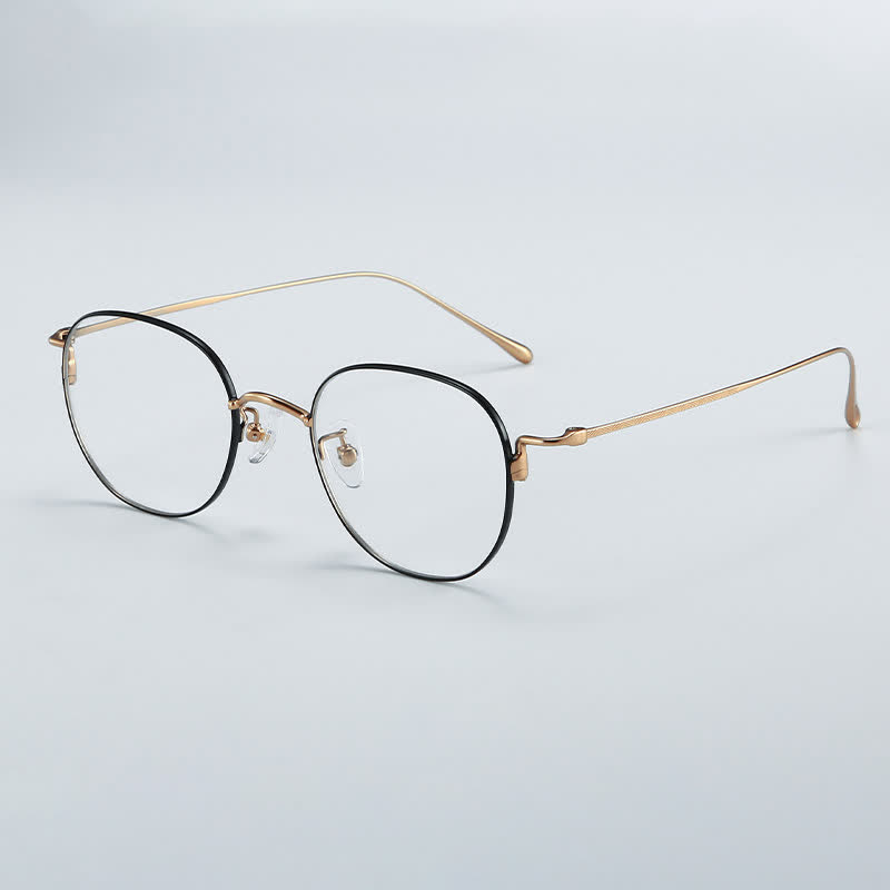 Spykay™ EG26855 Round Titanium Frame Anti-blue Light Simple Glasses - Black/Golden - image 6
