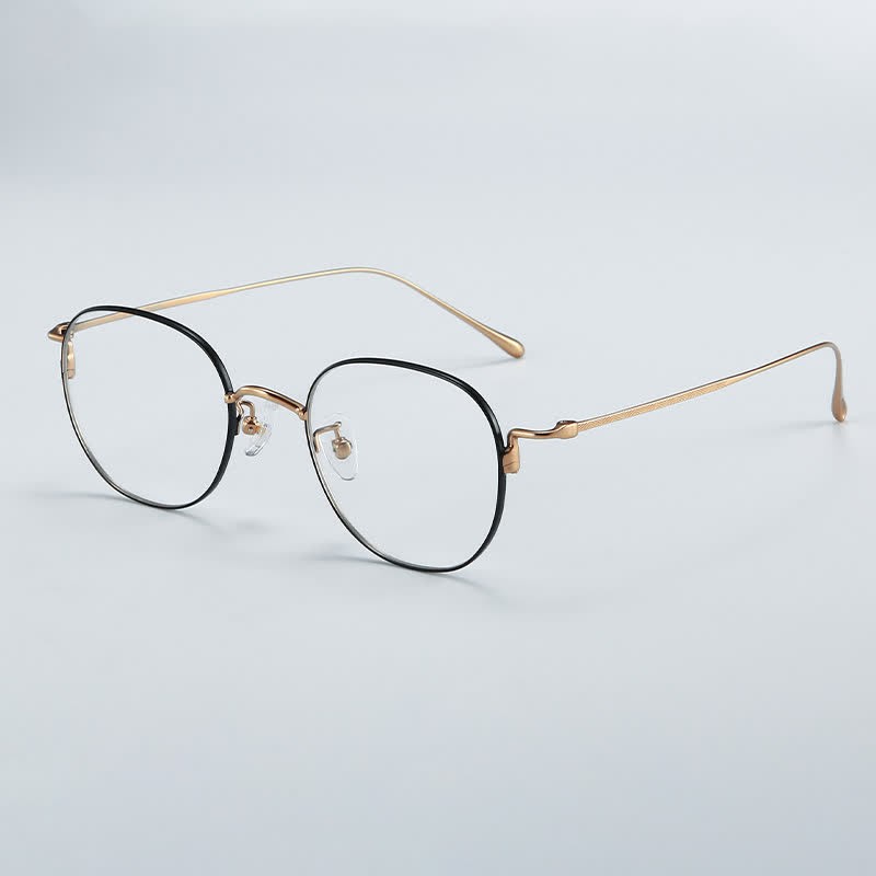 Spykay™ EG26855 Round Titanium Frame Anti-blue Light Simple Glasses - Black/Golden - image 6