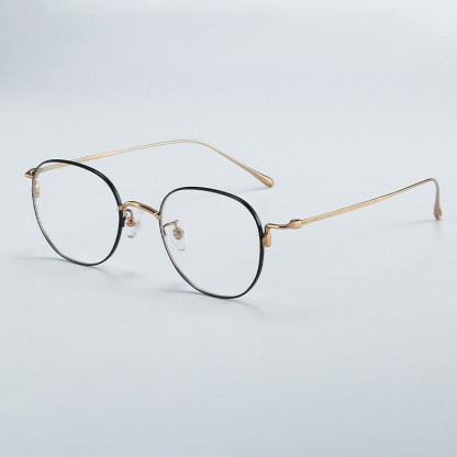 Spykay™ EG26855 Round Titanium Frame Anti-blue Light Simple Glasses - Black/Golden - image 6
