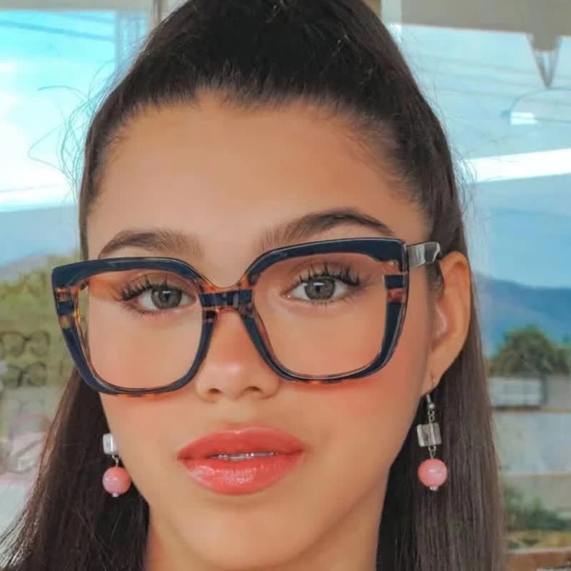 Spykay™ EG26771 Leopard Pattern Square Frame Oversized Glasses