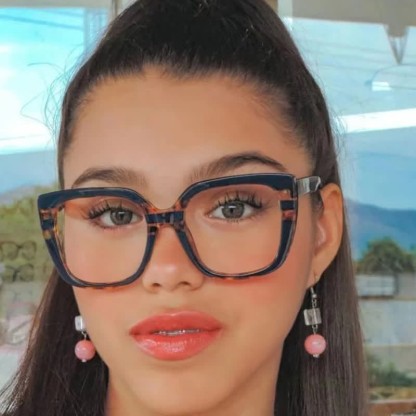 Spykay™ EG26771 Leopard Pattern Square Frame Oversized Glasses