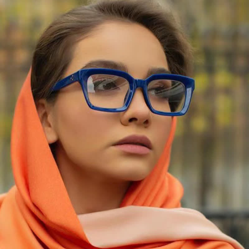 Spykay™ EG26877 Classic Simple Square Frame Concave Lenses Anti-blue Light Thick Glasses - Blue - image 18