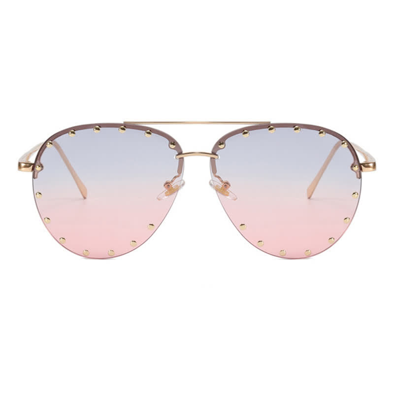 Spykay™ SG60887 Rivets Decor Double Bridges Retro Aviator Sunglasses