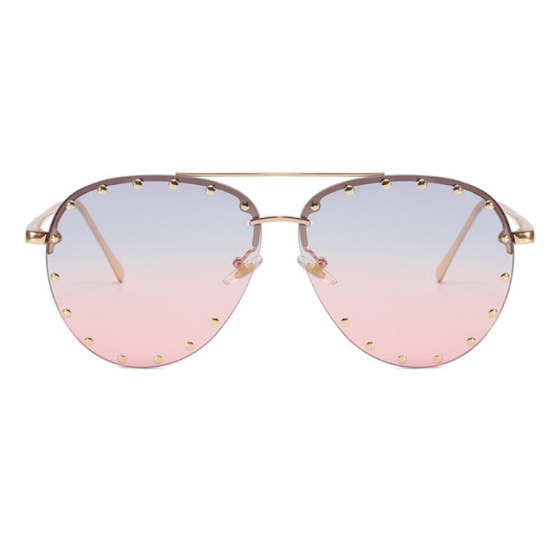 Spykay™ SG60887 Rivets Decor Double Bridges Retro Aviator Sunglasses