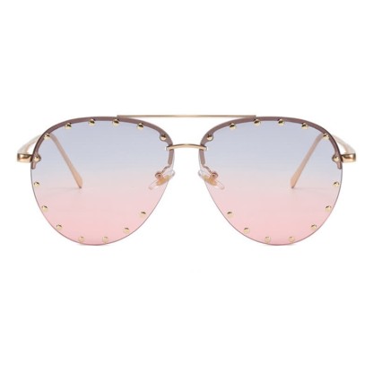 Spykay™ SG60887 Rivets Decor Double Bridges Retro Aviator Sunglasses