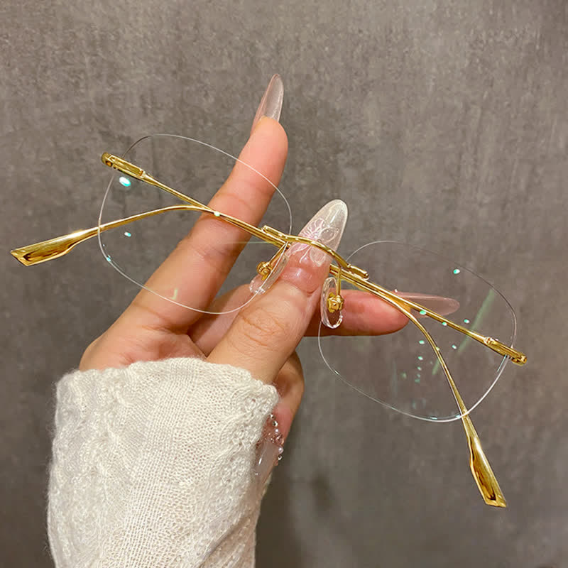 Spykay™ EG26894 Classic Square Titanium Frame Anti-blue Light Hipster Rimless Glasses - Golden - image 8