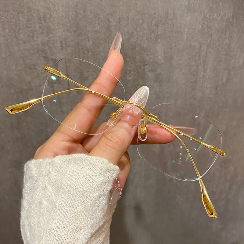 Spykay™ EG26894 Classic Square Titanium Frame Anti-blue Light Hipster Rimless Glasses - Golden - image 8