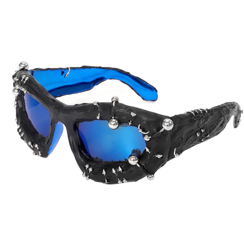 Spykay™ SG60924 CyberPunk Style Irregular Shaped Rivet Decor Sunglasses for Party - Dark Blue - image 30