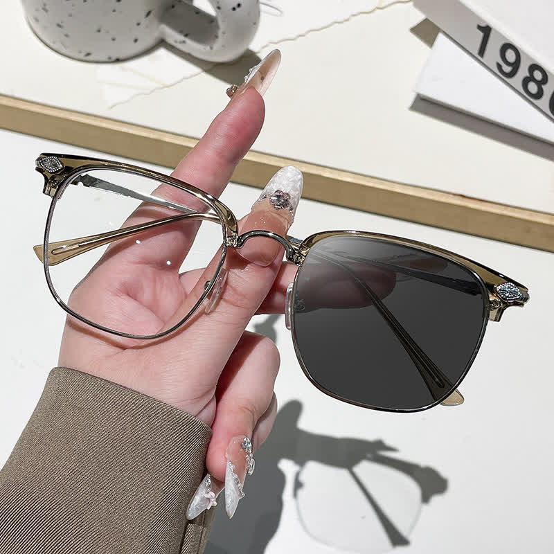 Spykay™ SG60994 Unisex Retro Square Frame Anti-blue Light Browline Photochromic Sunglasses - Brown - image 10