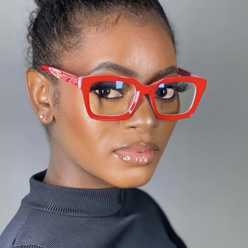 Spykay™ EG26877 Classic Simple Square Frame Concave Lenses Anti-blue Light Thick Glasses - Red - image 14