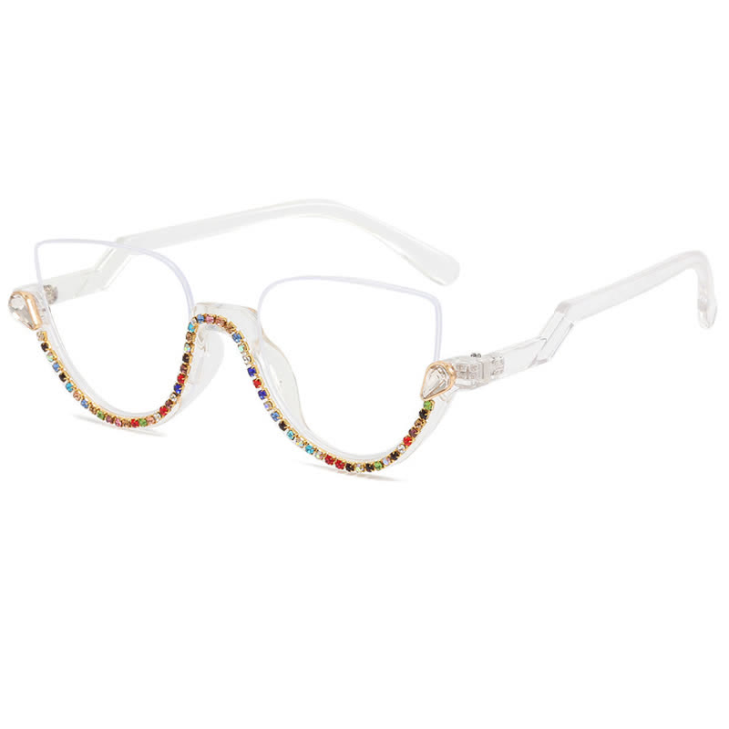 Spykay™ EG26687 Cat-Eye Frame Rhinestone Decor Semi-Rimless Glasses - image 4