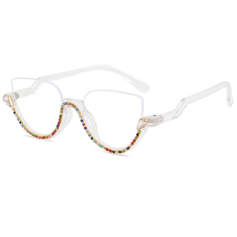 Spykay™ EG26687 Cat-Eye Frame Rhinestone Decor Semi-Rimless Glasses - image 4