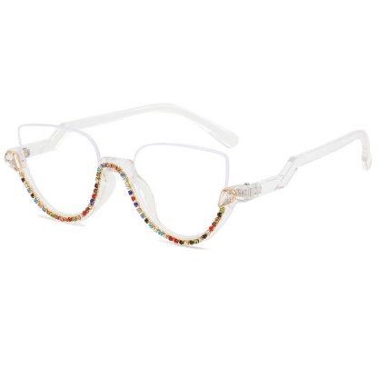 Spykay™ EG26687 Cat-Eye Frame Rhinestone Decor Semi-Rimless Glasses - image 4