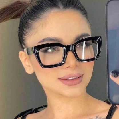 Spykay™ EG26877 Classic Simple Square Frame Concave Lenses Anti-blue Light Thick Glasses - Black - image 6