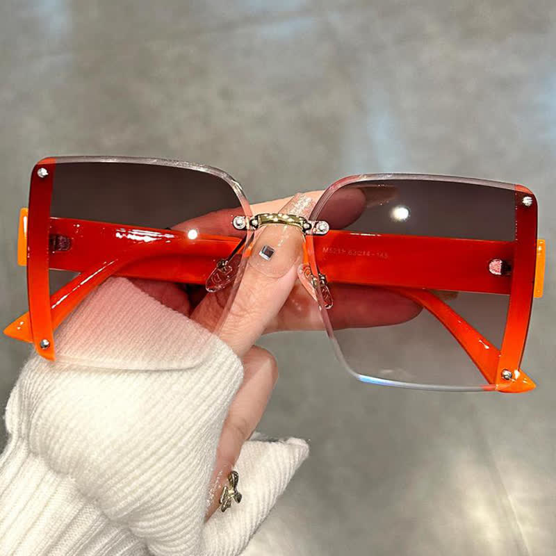 Spykay™ SG60835 Square Frame Oversized Rimless Sunglasses - Orange - image 11