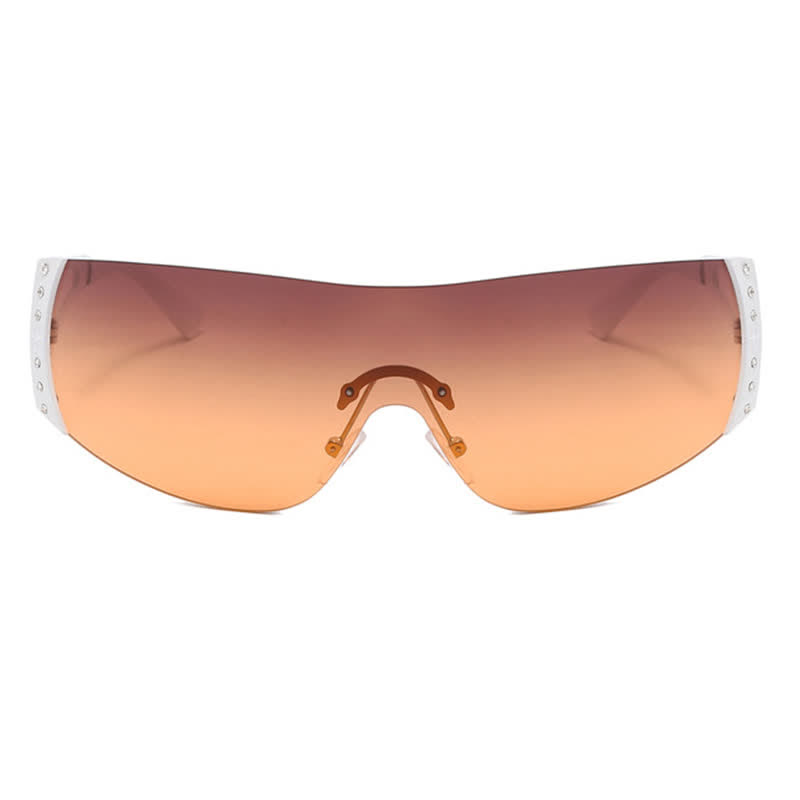 Spykay™ SG60852 Y2K Vintage Rhinestone Decor One-piece Rimless Hipster Sunglasses