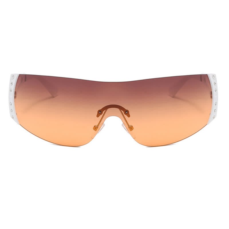 Spykay™ SG60852 Y2K Vintage Rhinestone Decor One-piece Rimless Hipster Sunglasses