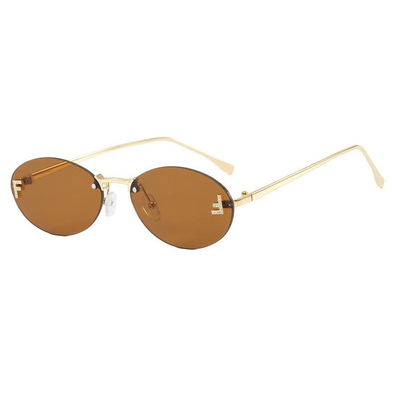 Spykay™ SG60701 'F' Design Oval Frames Rimless Sunglasses