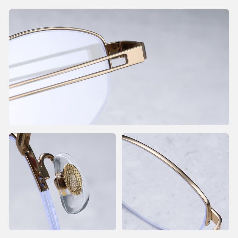 Spykay™ EG26704 Oval Titanium Frame Hollow-out Temples Anti-blue Light Fashion Glasses